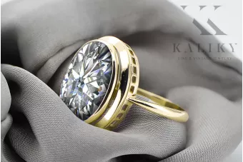 Anillo Circón Oro amarillo de 14 quilates Artesanía vintage vrc285y